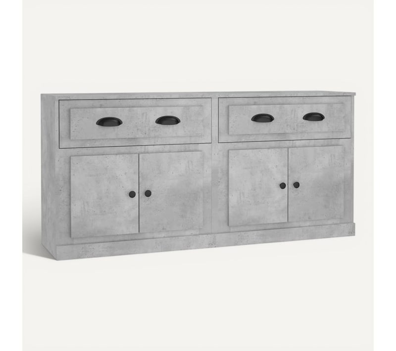Buffets 2 Pièces Gris Béton Bois Contreplaqué
