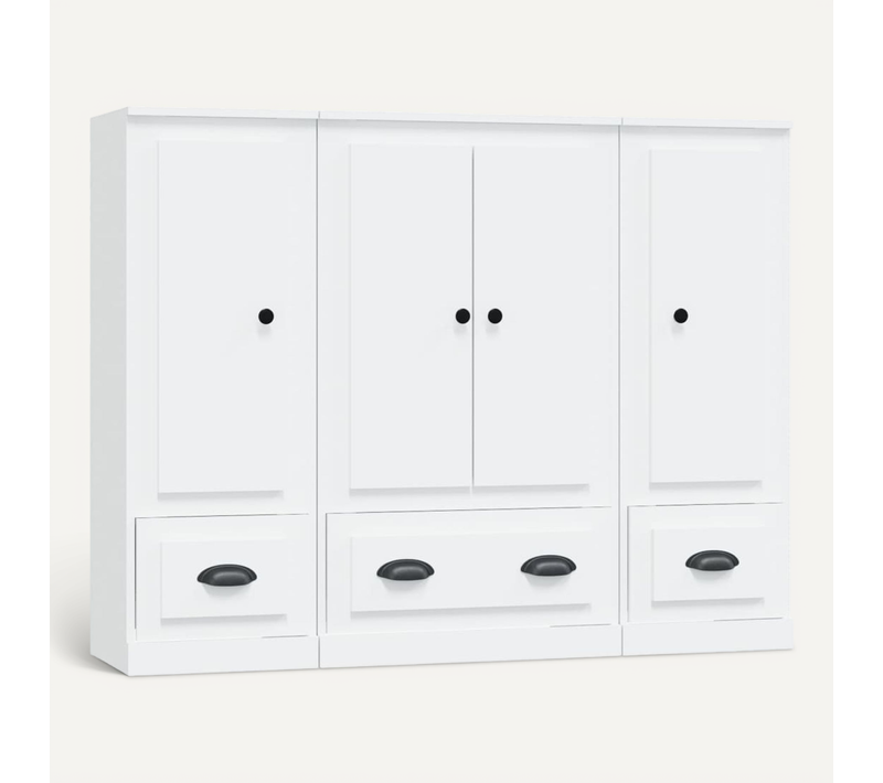 Buffets 3 Pièces Blanc Bois Contreplaqué