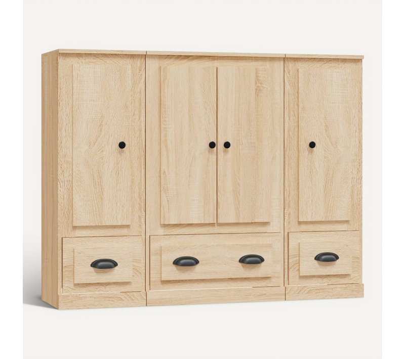 Buffets 3 Pièces Chêne Sonoma Bois Contreplaqué
