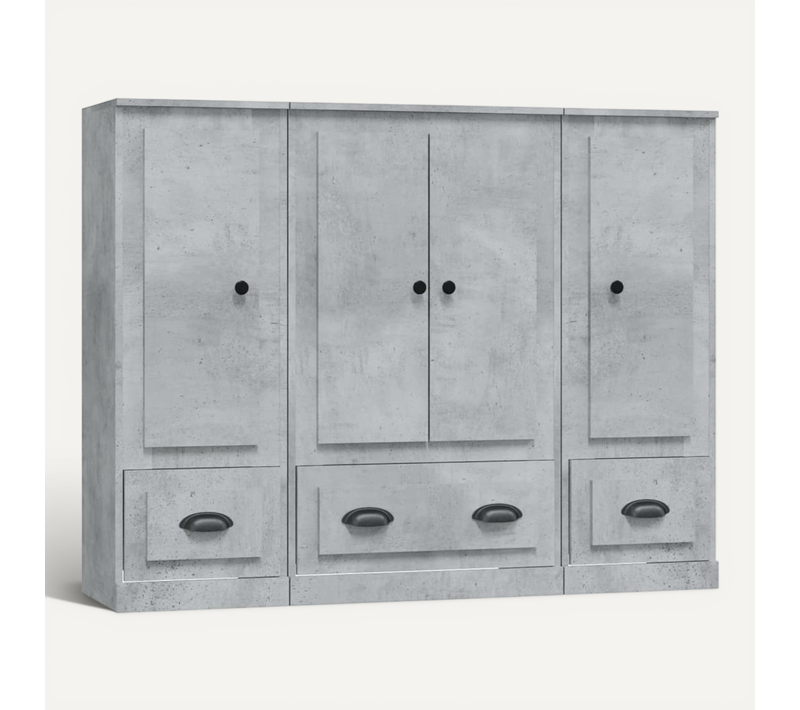 Buffets 3 Pièces Gris Béton Bois Contreplaqué