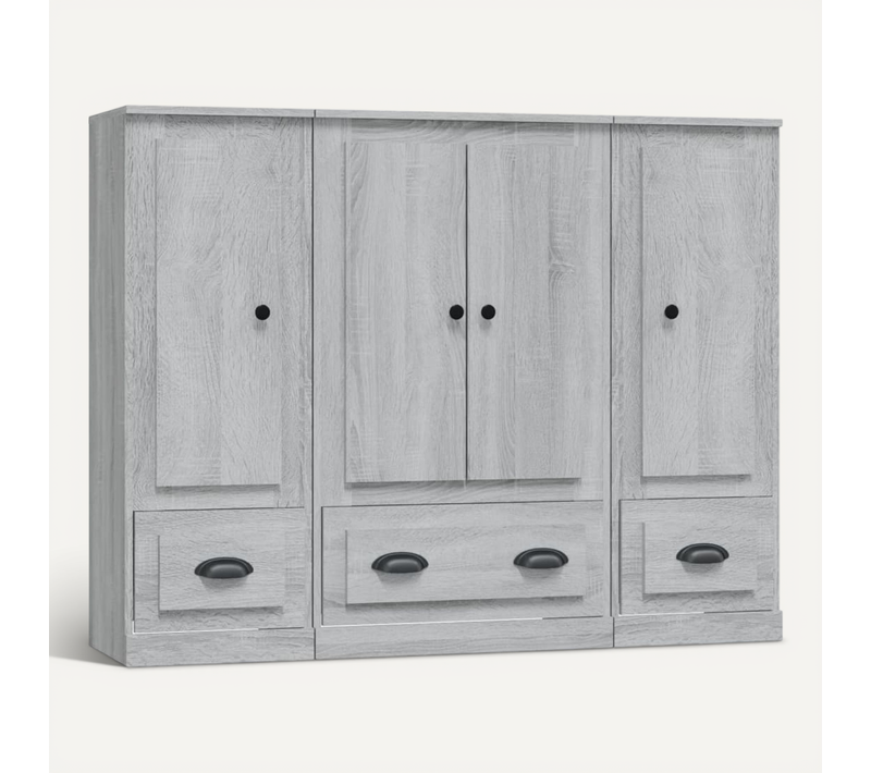 Buffets 3 Pièces Sonoma Gris Bois Contreplaqué