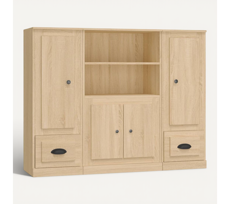 Buffets 3 Pièces Chêne Sonoma Bois Contreplaqué