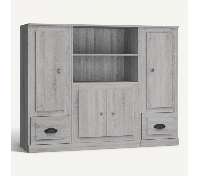 Buffets 3 Pièces Sonoma Gris Bois Contreplaqué