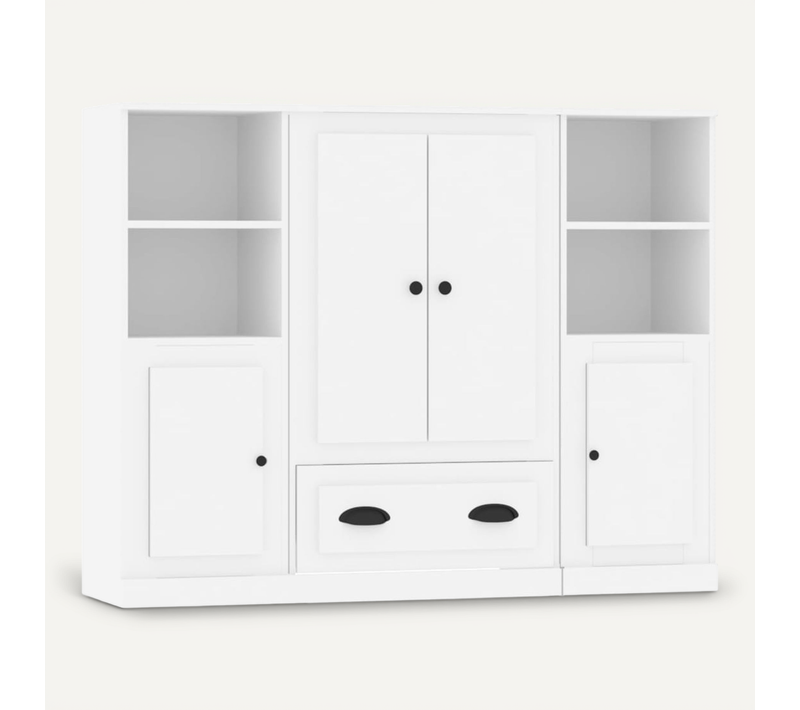 Buffets 3 Pièces Blanc Bois Contreplaqué