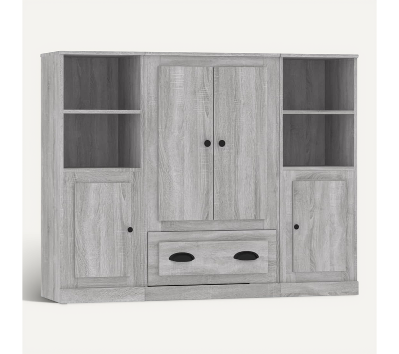 Buffets 3 Pièces Sonoma Gris Bois Contreplaqué