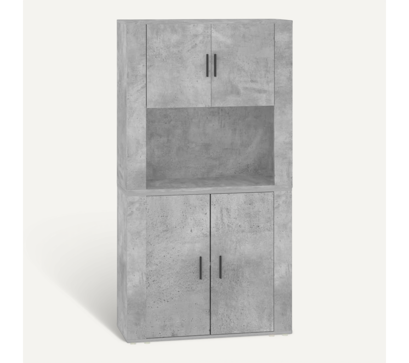 Buffet Haut Gris Béton Bois Contreplaqué