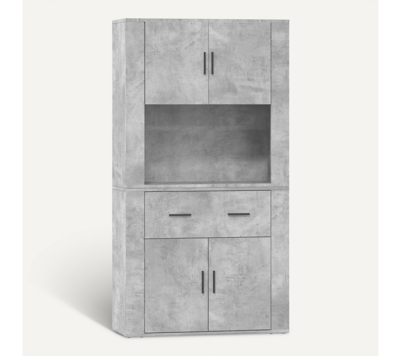 Buffet Haut Gris Béton Bois Contreplaqué