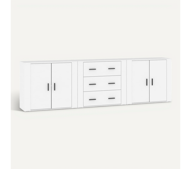Buffets 3 Pièces Blanc Bois Contreplaqué