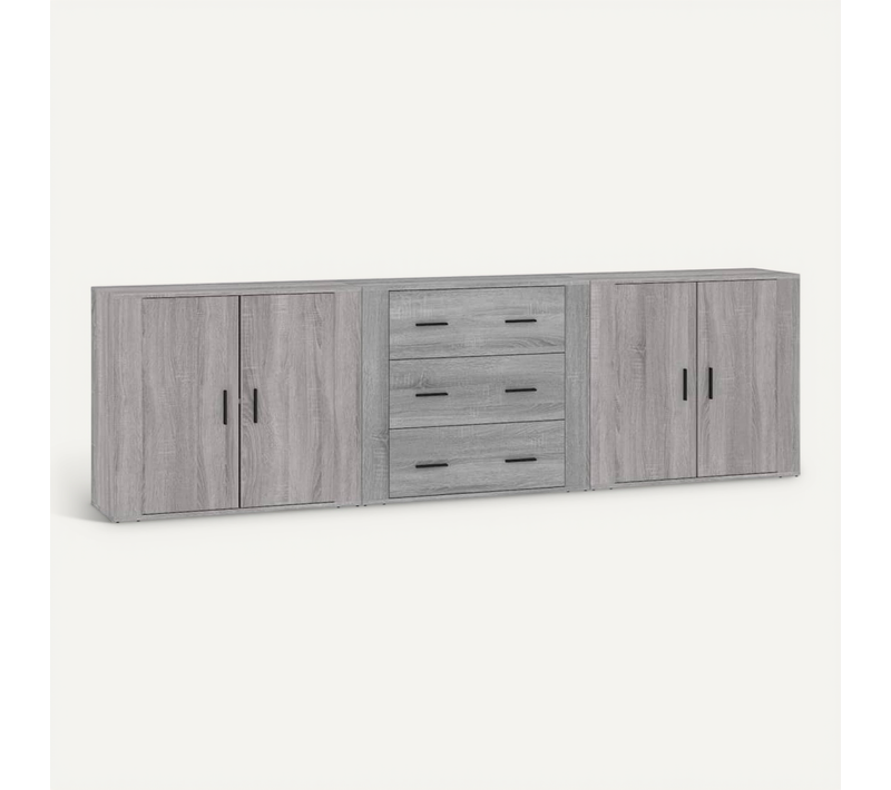 Buffets 3 Pièces Sonoma Gris Bois Contreplaqué