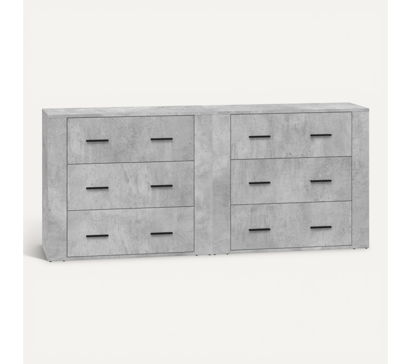 Buffets 2 Pièces Gris Béton Bois Contreplaqué