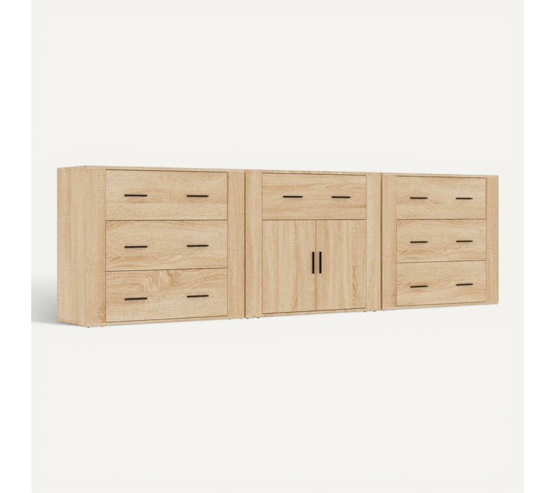 Buffets 3 Pièces Chêne Sonoma Bois Contreplaqué