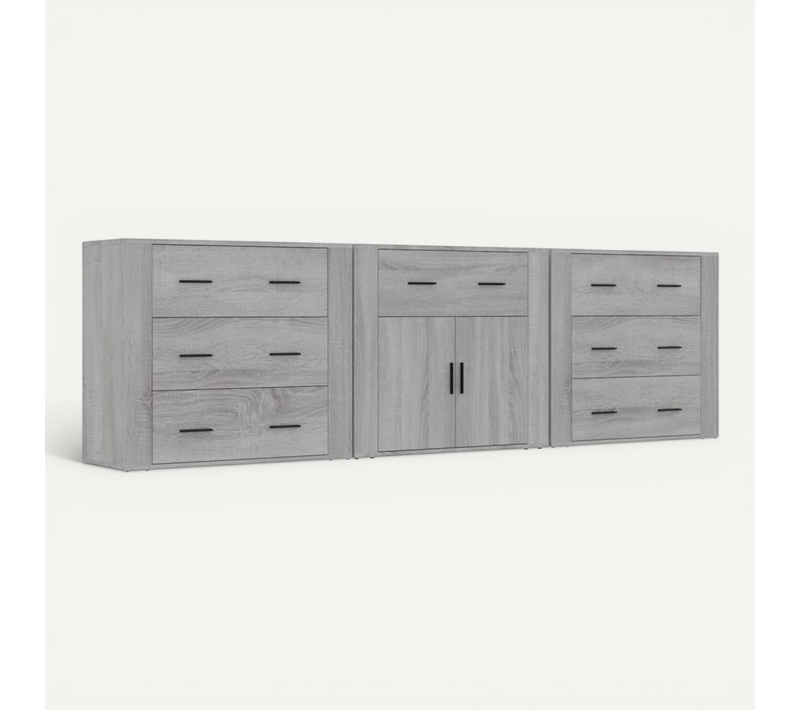 Buffets 3 Pièces Sonoma Gris Bois Contreplaqué