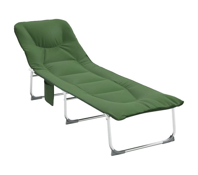 Chaise Longue Pliable Vert Foncé Tissu