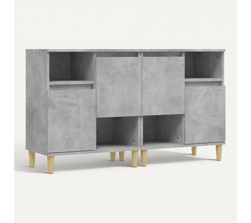 Buffets 2 Pièces Gris Béton 60x35x70 Cm Bois Contreplaqué