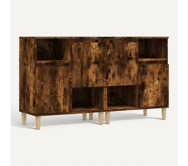Buffets 2 Pièces Chêne Fumé 60x35x70 Cm Bois Contreplaqué