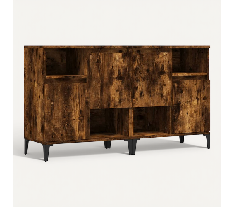 Buffets 2 Pièces Chêne Fumé 60x35x70 Cm Bois Contreplaqué
