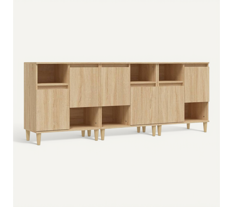 Buffets 3 Pièces Chêne Sonoma 60x35x70 Cm Bois Contreplaqué