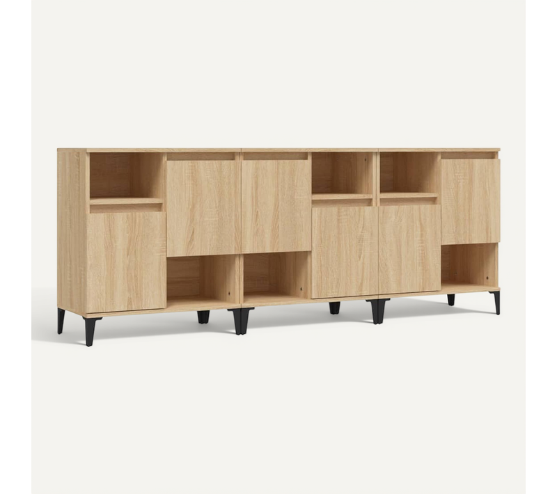 Buffets 3 Pièces Chêne Sonoma 60x35x70 Cm Bois Contreplaqué