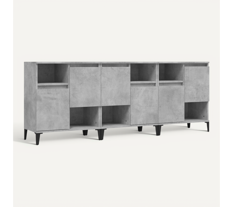 Buffets 3 Pièces Gris Béton 60x35x70 Cm Bois Contreplaqué