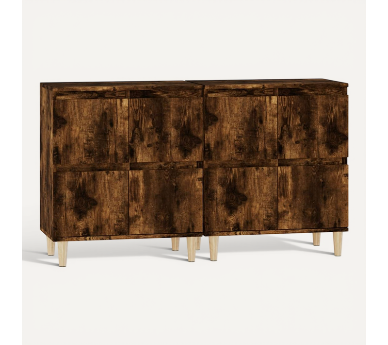 Buffets 2 Pièces Chêne Fumé 60x35x70 Cm Bois Contreplaqué