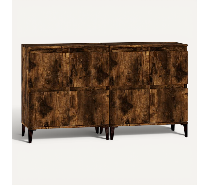 Buffets 2 Pièces Chêne Fumé 60x35x70 Cm Bois Contreplaqué