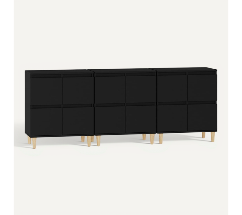 Buffets 3 Pièces Noir 60x35x70 Cm Bois Contreplaqué