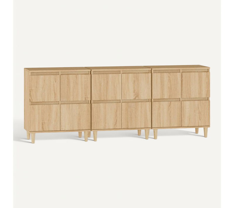 Buffets 3 Pièces Chêne Sonoma 60x35x70 Cm Bois Contreplaqué