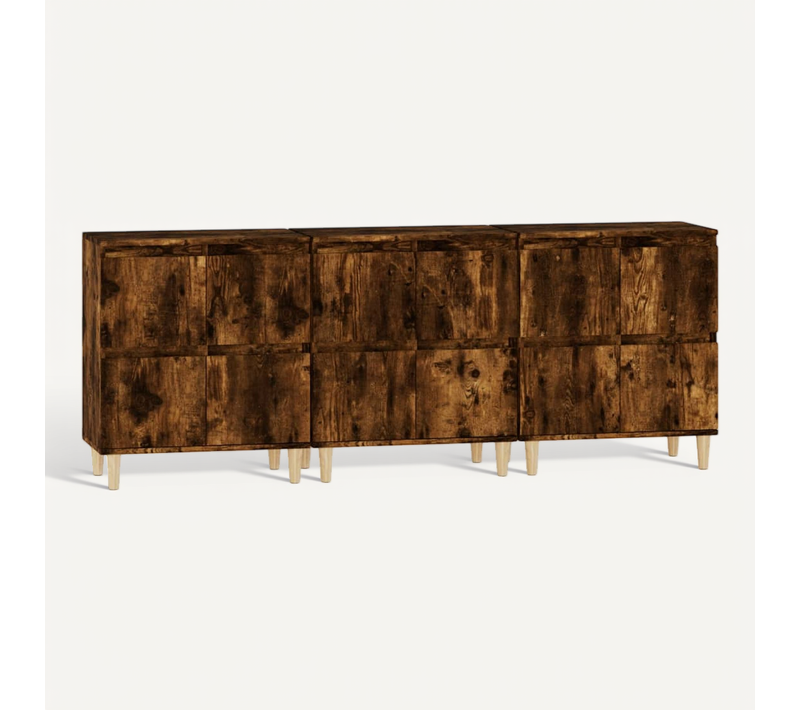Buffets 3 Pièces Chêne Fumé 60x35x70 Cm Bois Contreplaqué