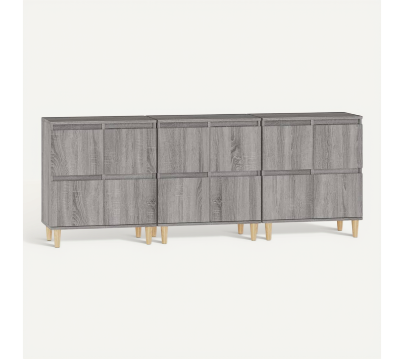 Buffets 3 Pièces Sonoma Gris 60x35x70 Cm Bois Contreplaqué