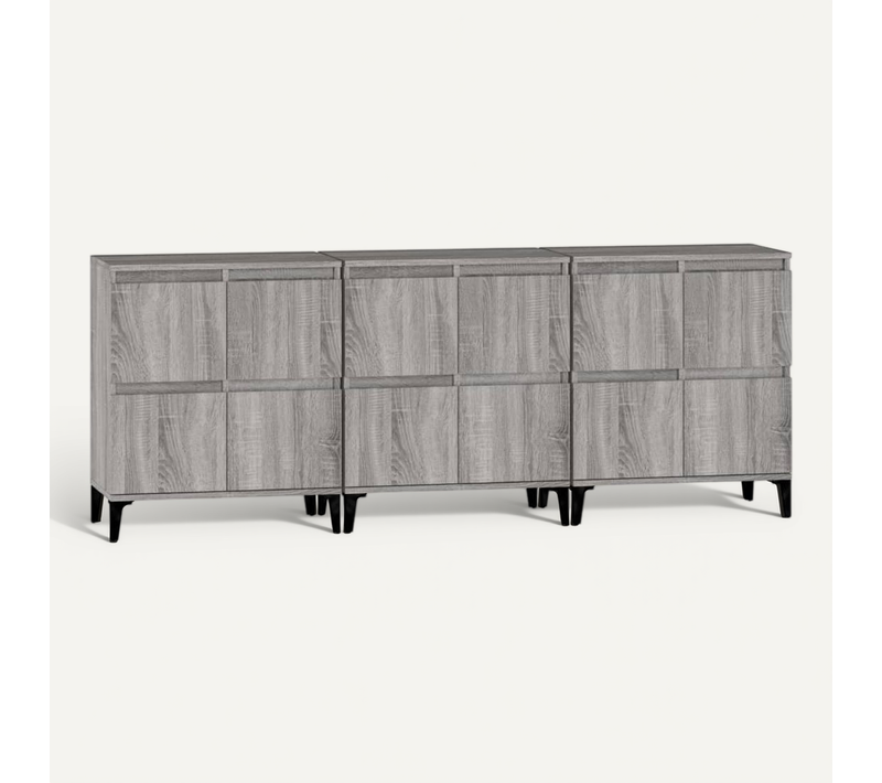 Buffets 3 Pièces Sonoma Gris 60x35x70 Cm Bois Contreplaqué