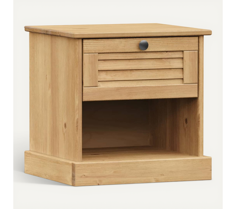 Table De Chevet « Vigo » En Pin Massif 42x35x42 Cm Avec Tiroirs De Rangement Et Table De Nuit