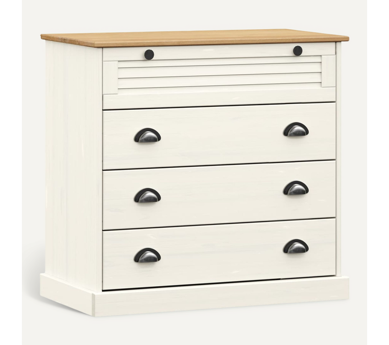 Commode Vigo Blanc 80x40x76 Cm Bois Massif De Pin
