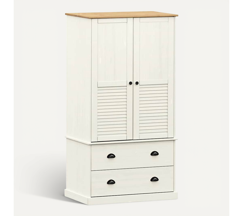 Armoire Vigo Blanc 90x55x176 Cm Bois Massif De Pin