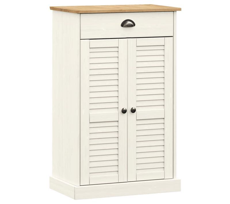 Armoire à Chaussures Vigo Blanc 60x35x96 Cm Bois Massif De Pin