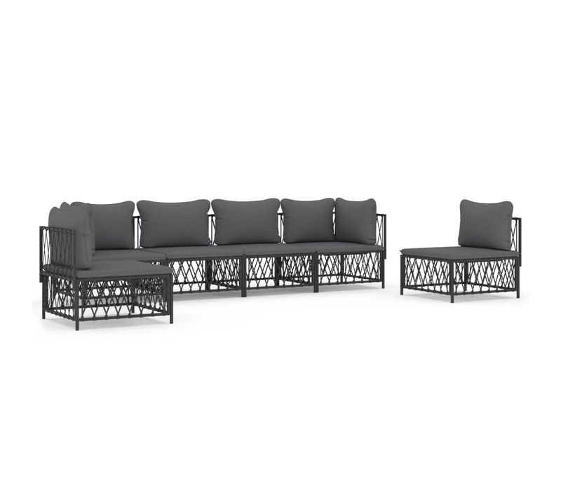 Salon De Jardin Avec Coussins 6 Pièces Anthracite Acier Modulaire