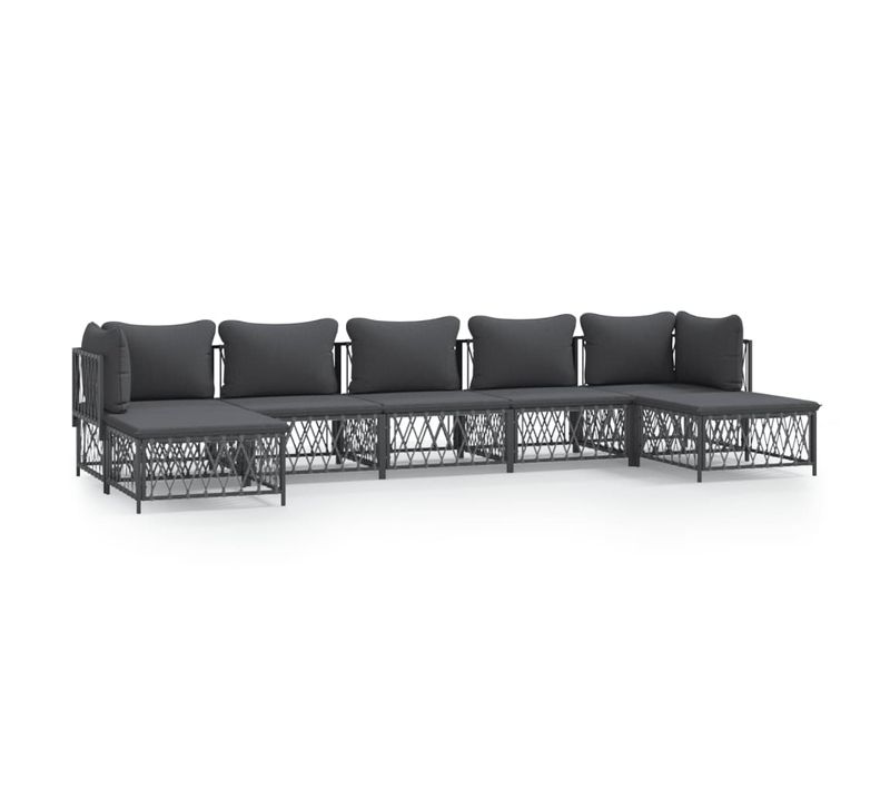 Salon De Jardin 7 Pièces Avec Coussins Anthracite Acier Modulaire