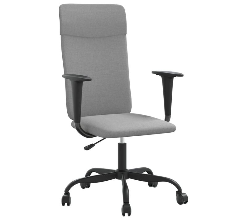Chaise De Bureau à Hauteur Réglable, Tissu Gris Clair, Roulettes Pivotantes, Cadre En Métal
