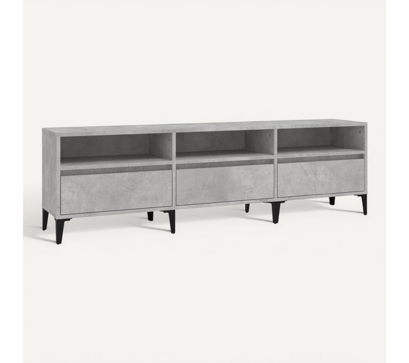 Meuble TV Gris Béton 150x30x44,5 Cm Bois Contreplaqué