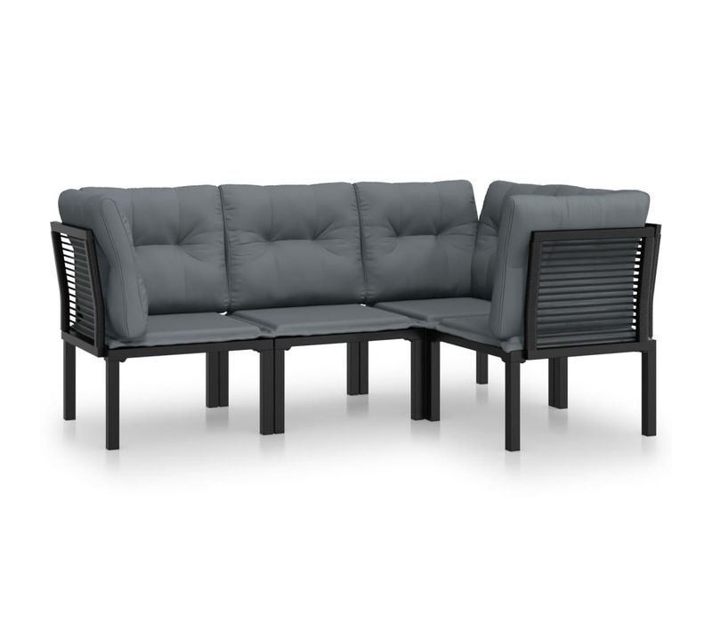 Salon De Jardin 4 Pièces Noir Et Gris Résine Tressée