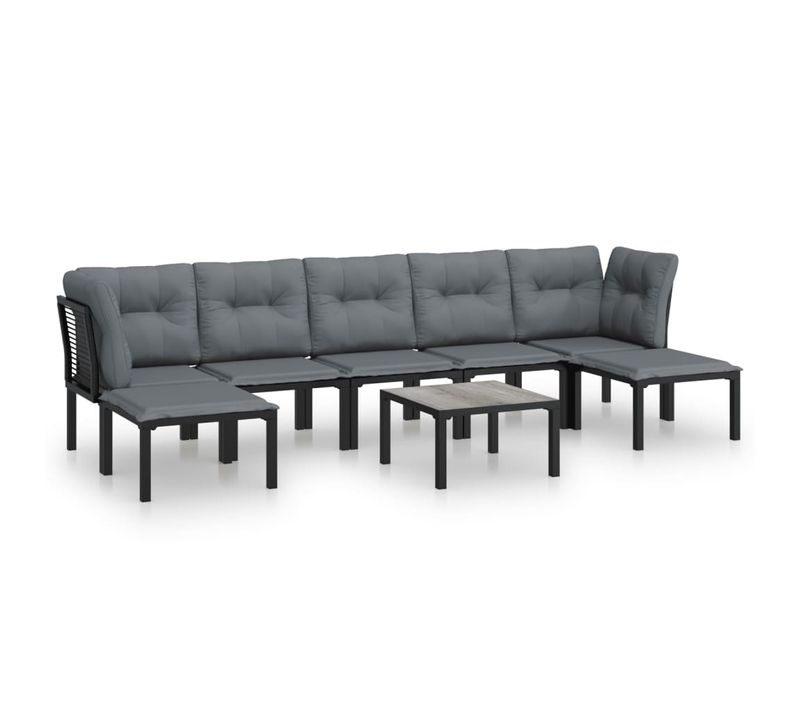 Salon De Jardin 8 Pièces Noir Et Gris Résine Tressée