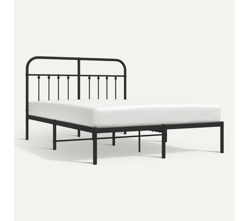 Cadre De Lit Métal Sans Matelas Avec Tête De Lit Noir 140x190cm