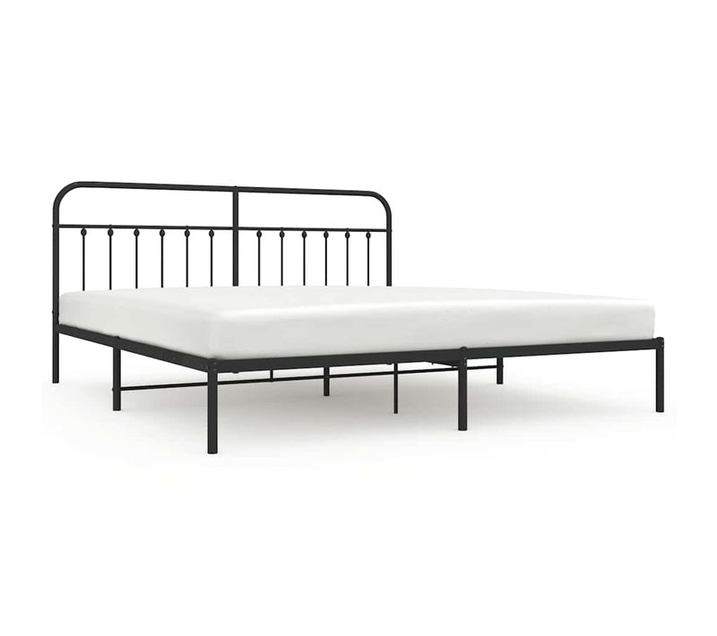 Cadre De Lit Métal Sans Matelas Avec Tête De Lit Noir 200x200cm
