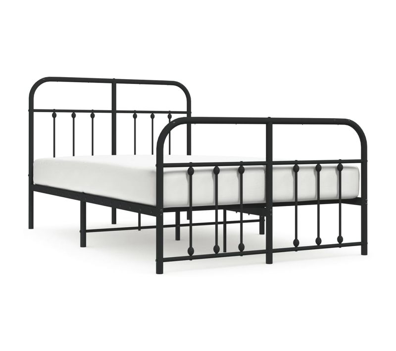 Cadre De Lit Métal Sans Matelas Avec Pied De Lit Noir 120x190cm