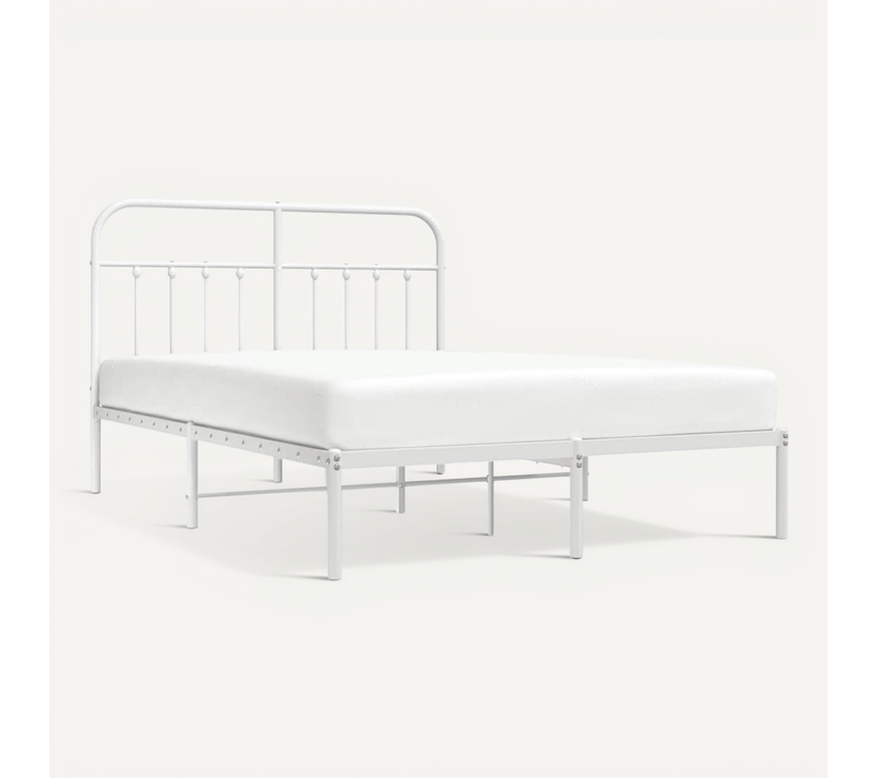 Cadre De Lit Métal Sans Matelas Et Tête De Lit Blanc 140x190 Cm