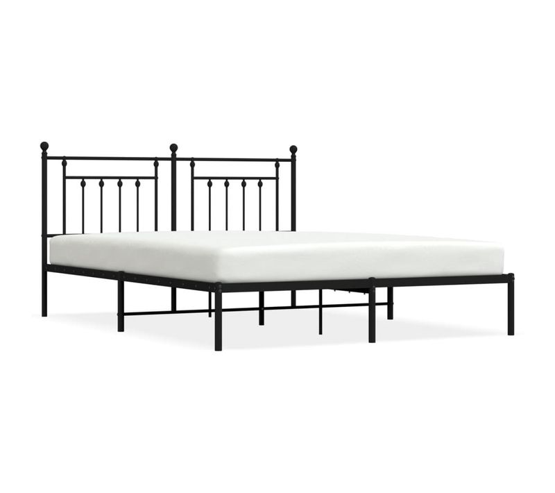 Cadre De Lit Métal Sans Matelas Et Tête De Lit Noir 180x200 Cm
