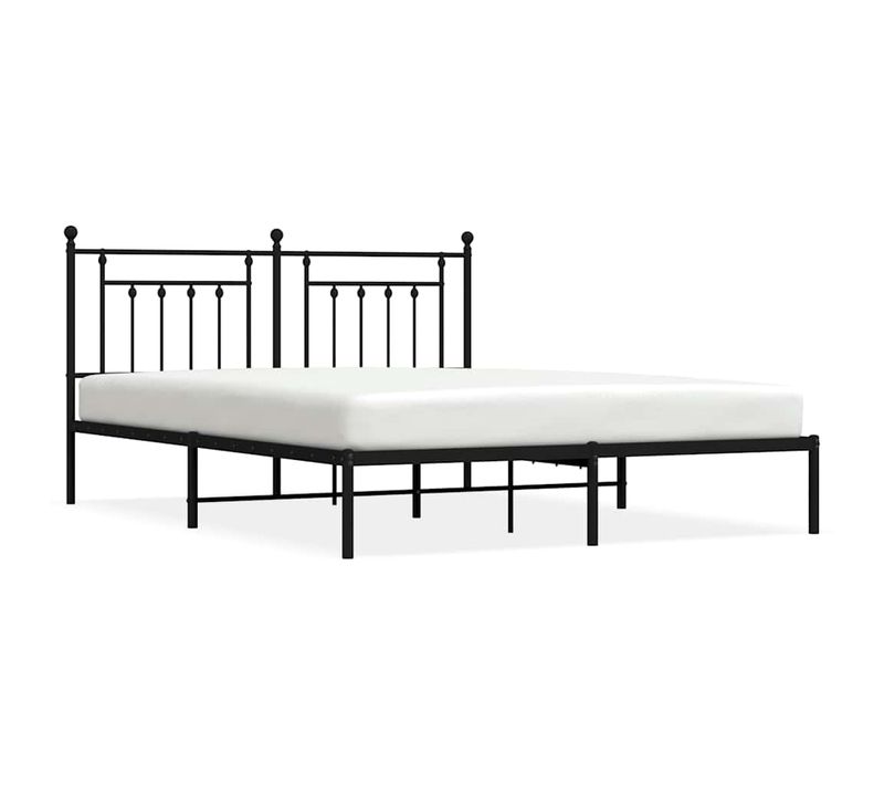 Cadre De Lit Métal Sans Matelas Avec Tête De Lit Noir 183x213cm