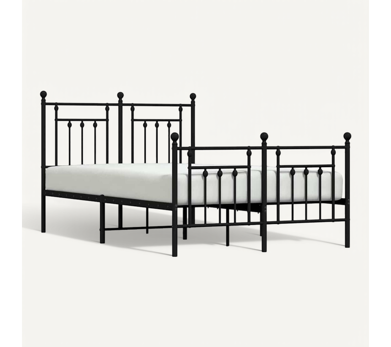 Cadre De Lit Métal Sans Matelas Avec Pied De Lit Noir 120x190cm