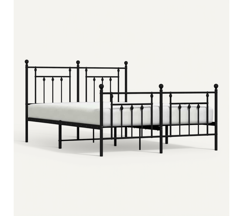 Cadre De Lit Métal Sans Matelas Avec Pied De Lit Noir 140x190cm