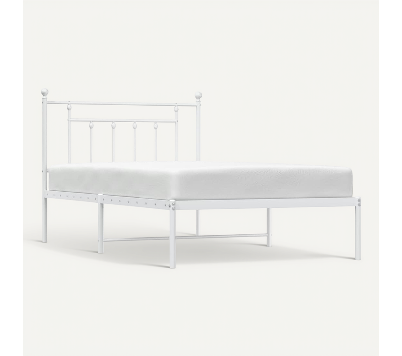 Cadre De Lit Métal Sans Matelas Et Tête De Lit Blanc 100x200 Cm