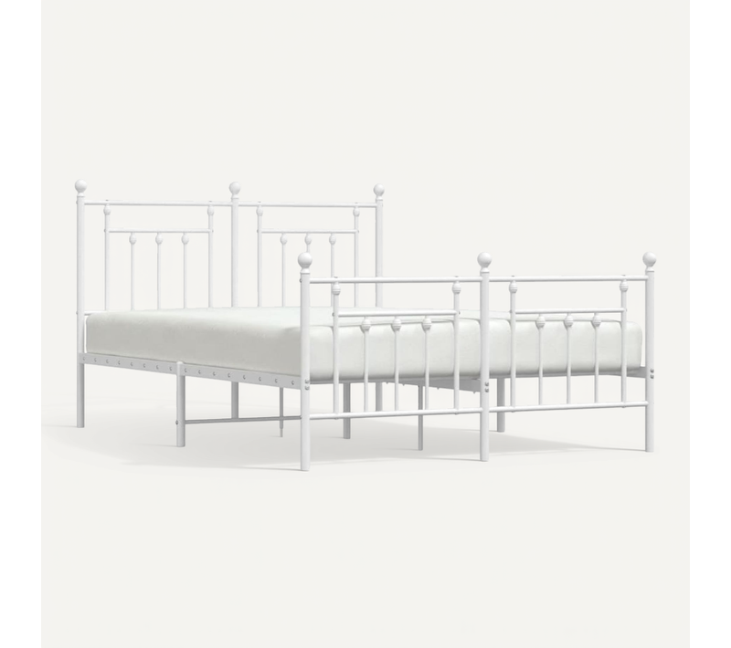 Cadre De Lit Métal Sans Matelas Et Pied De Lit Blanc 140x190 Cm